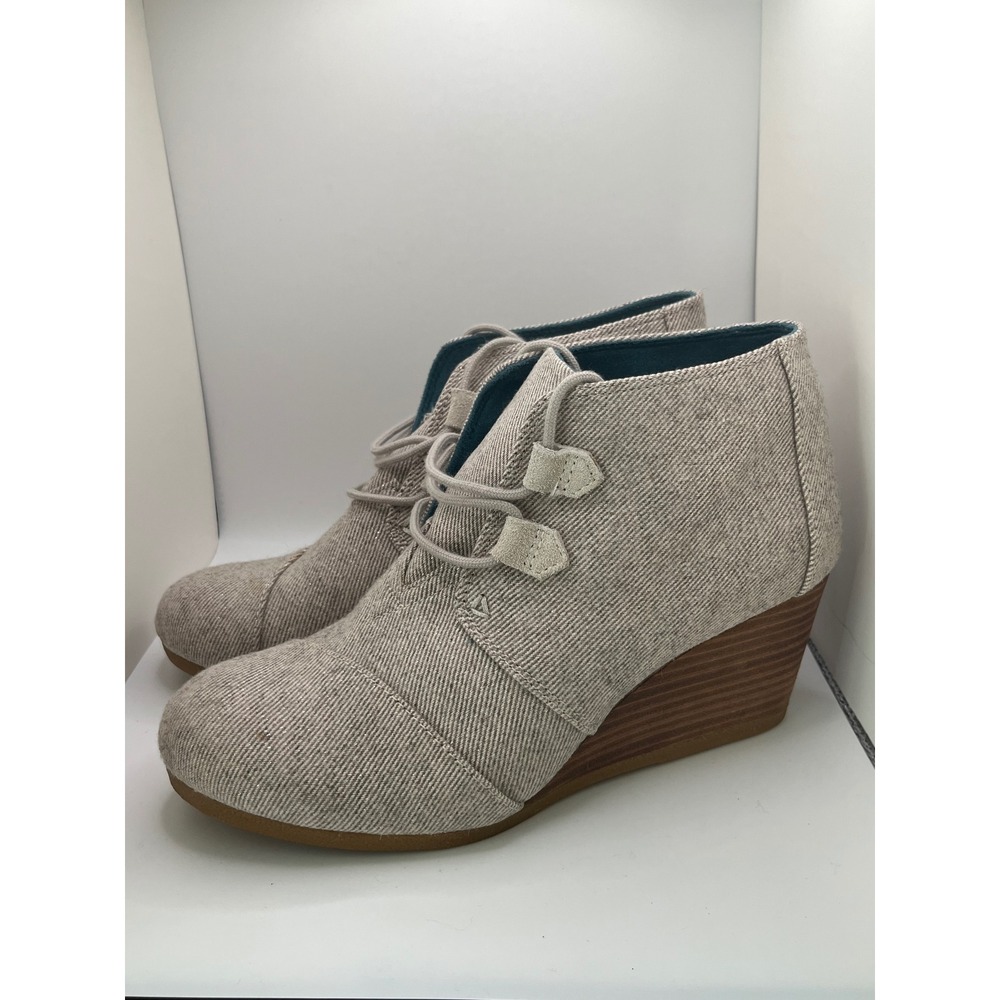 TOMS Desert Wedge  Herringbone Lace Up Ankle Booties Women 8.5 Oatmeal
Boho Chic